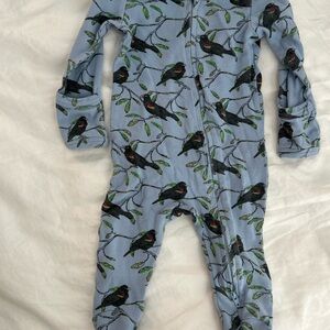 Kate Quinn Blue Bird Pattern Kids Footie